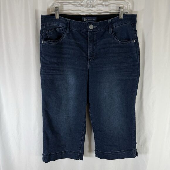 Democracy Ab Solution Jeans Women's 12 Dark Wash Blue Denim Cropped Button Zip - Picture 1 of 9